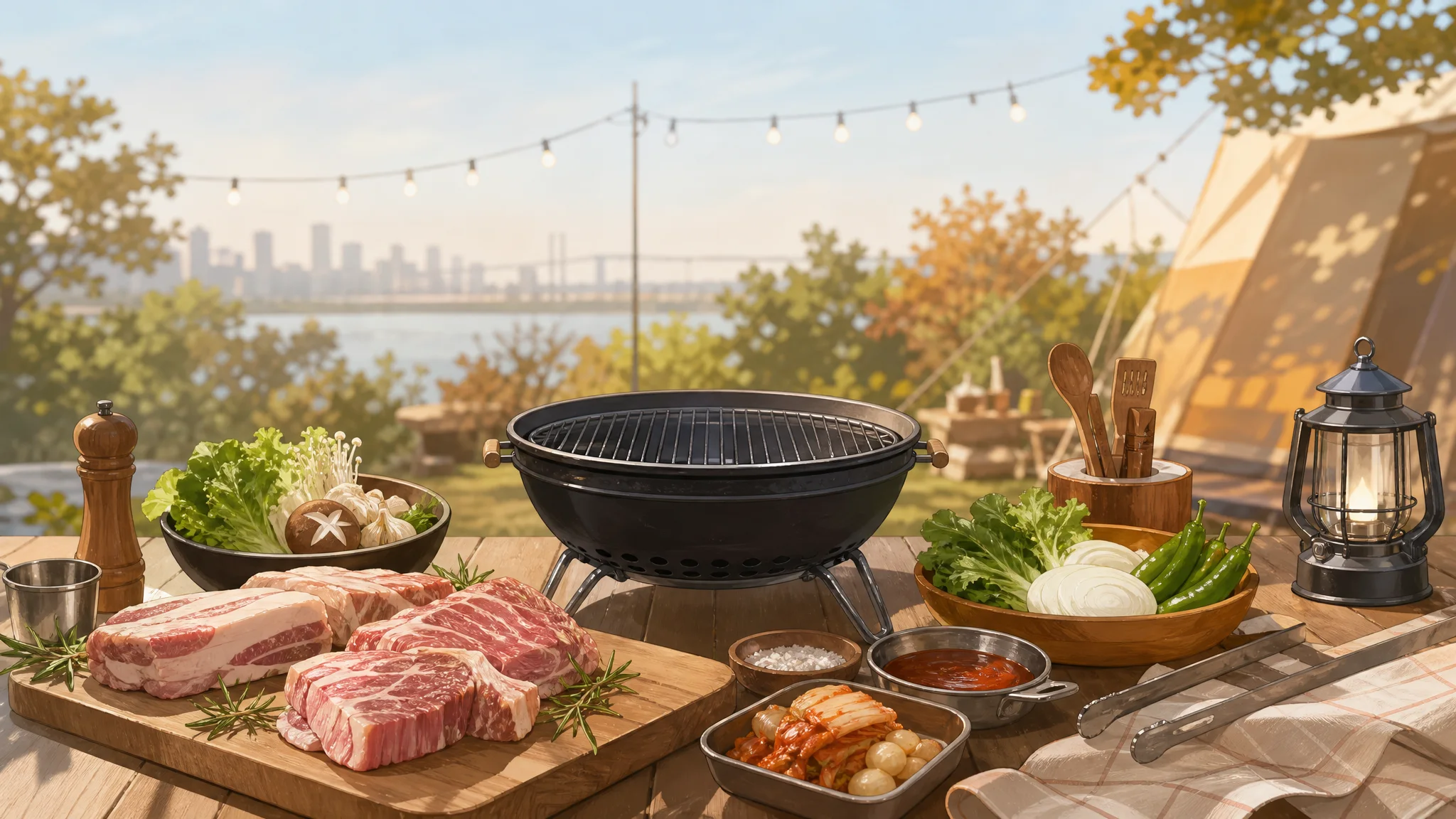 2026 Seoul BBQ Festival — Self BBQ Zone Reservation & On-site Guide — AI-generated editorial illustration