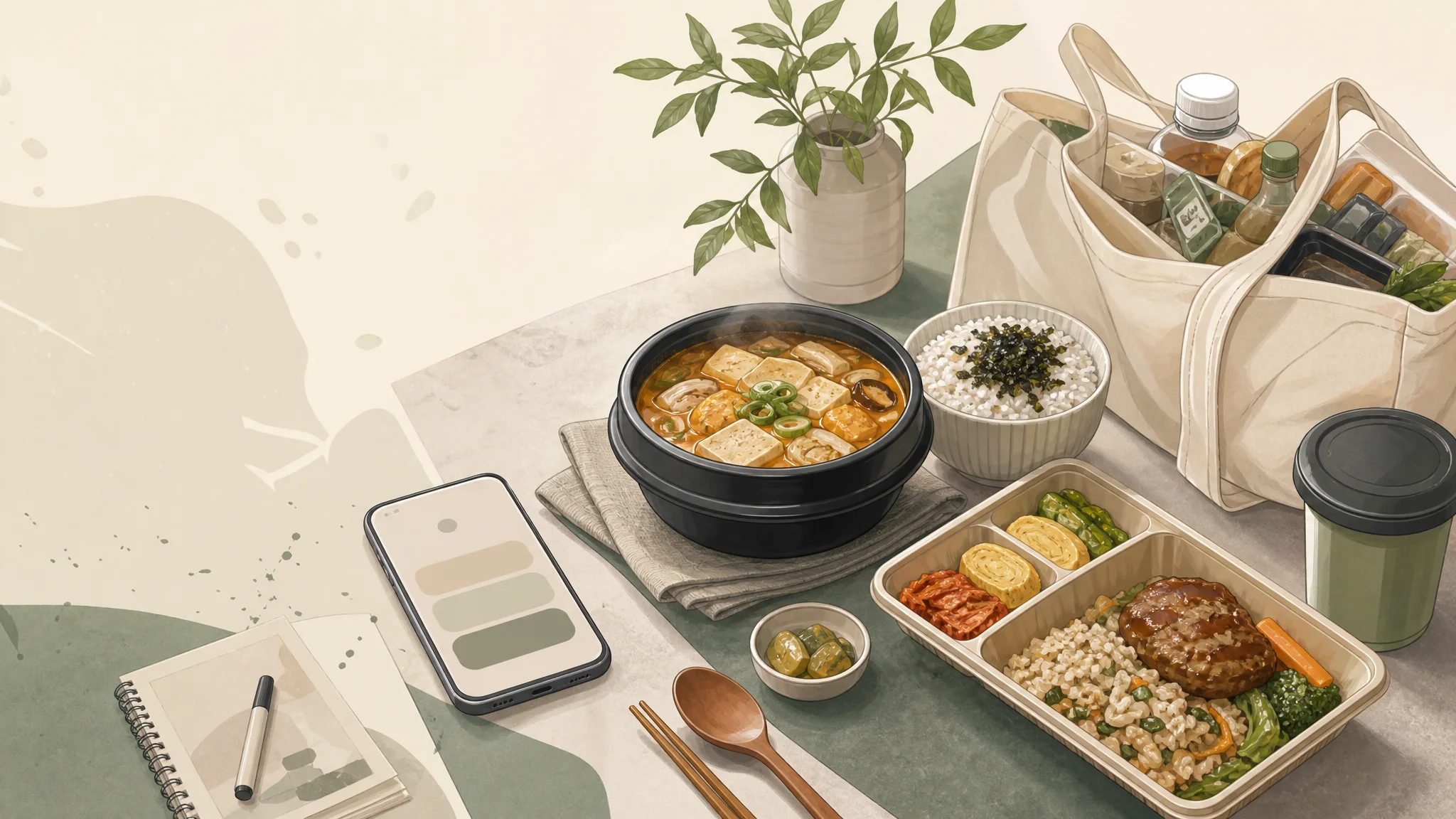 한국 유학생·직장인을 위한 실전 식문화 가이드: 언제, 무엇을, 어떻게 주문할까 — AI로 제작한 설명용 편집 이미지
