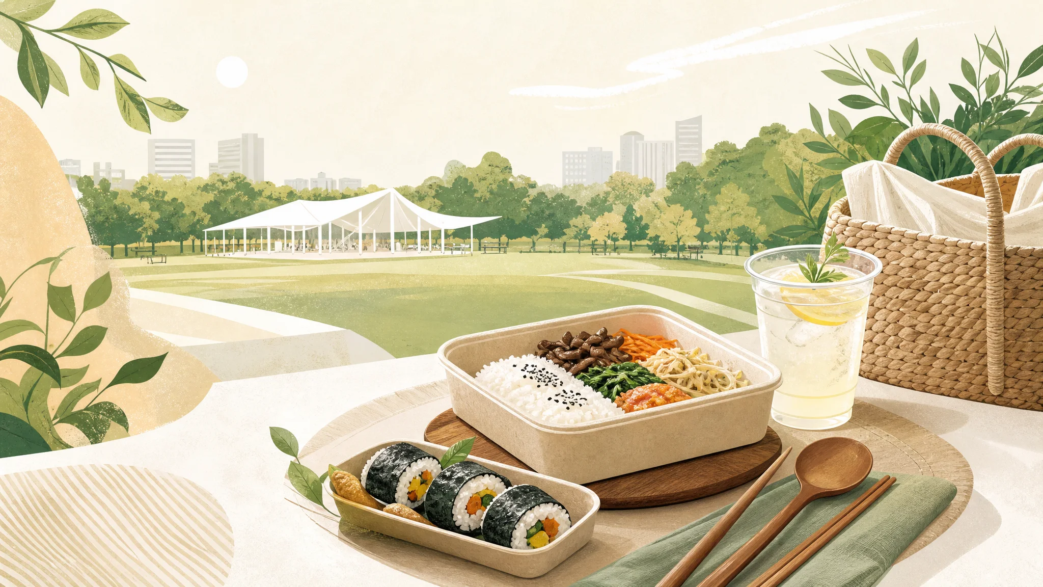 The Seoul My Soul Lounge at Seoul Forest — a one-day guide to ‘Seoul food’ perfect for the heat — AI-generated editorial illustration
