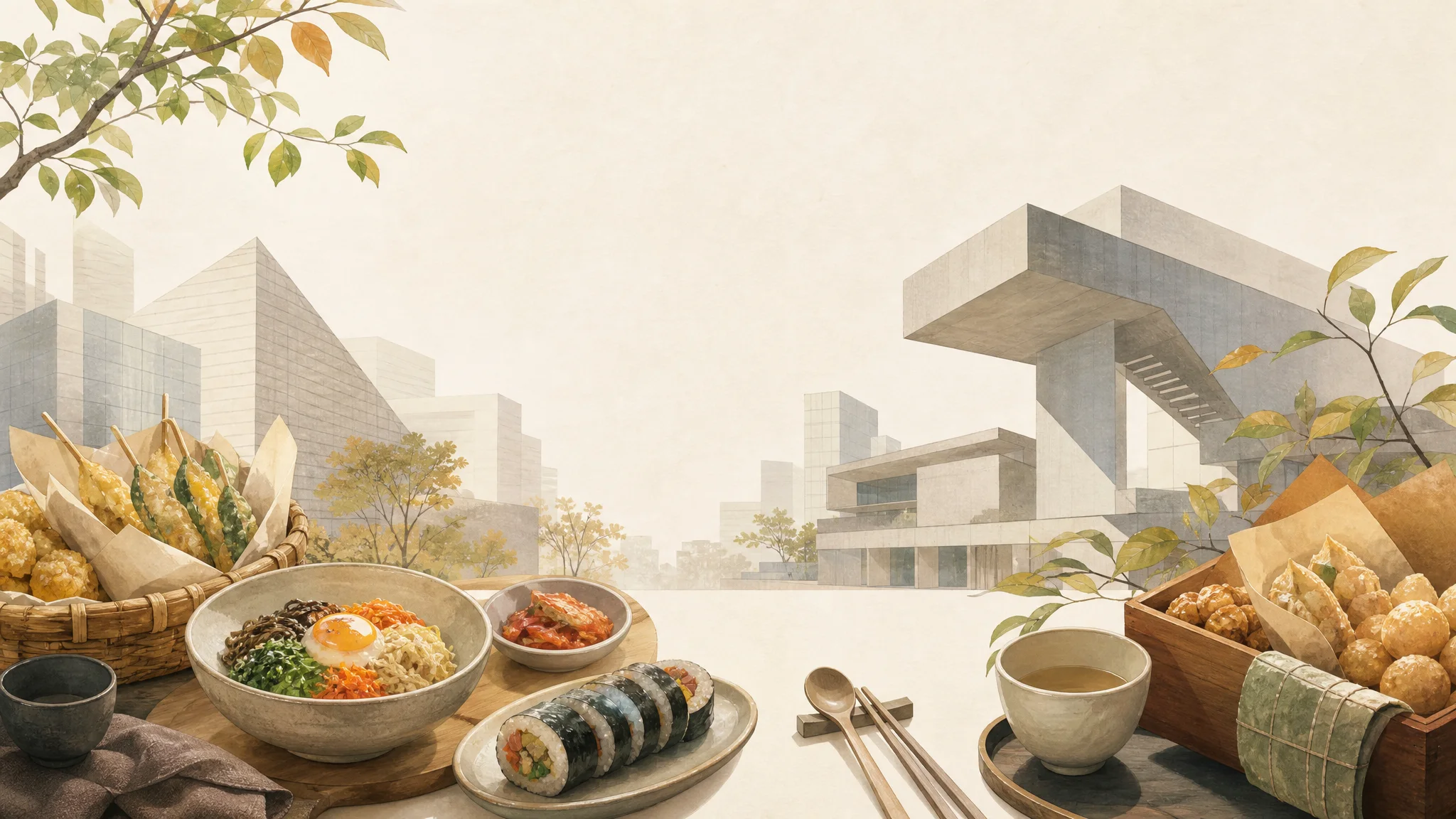 Meal & Snack Guide for Seoul Architecture Festival Visitors — AI-generated editorial illustration